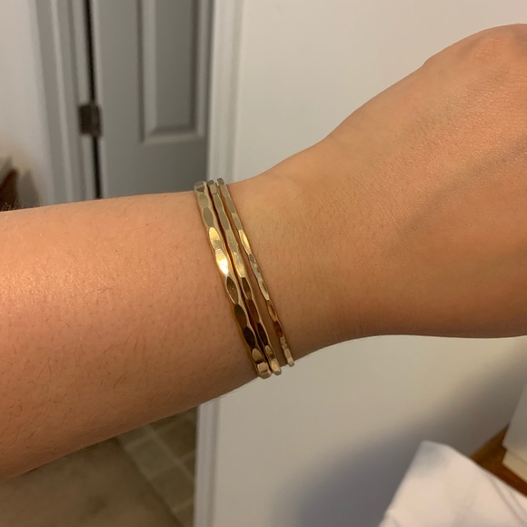 Hammered Gold Cuff Bracelets - Picture 2 of 6